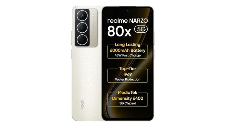 realme NARZO 80x 5G (Sunlit Gold,6GB+128GB) | Dimensity 6400 5G Chipset | 6000mAh Long-Lasting Battery | 45W Fast Charge | 120Hz Eye Comfort Display | IP69 Top-Tier Waterproof