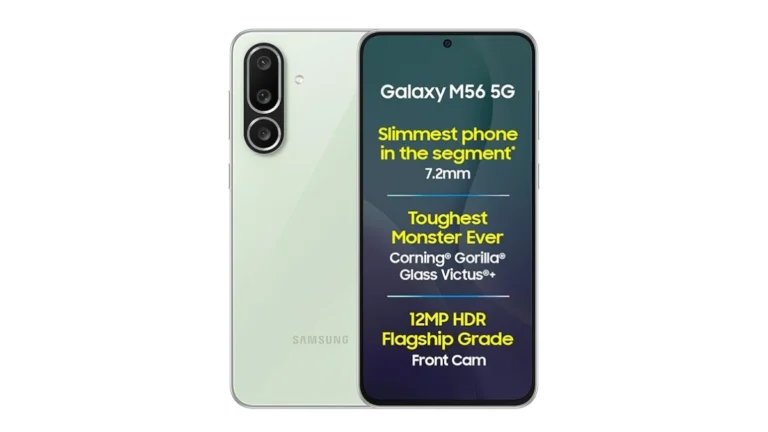 Samsung Galaxy M56 5G (Light Green, 8 GB RAM, 128 GB Storage) | Slimmest Phone in the Segment | Gorilla Glass Victus+ | 10 Bit HDR Video | Enhanced Nightography | 4nm Processor | Vapor Cooling Chamber