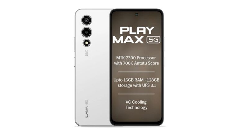 Lava Play Max 5G launched in India at Rs.15,999. Dimensity 7300, 6.72" 120Hz display, 50MP camera, 5000mAh, 33W charging. Check specs on Amazon.