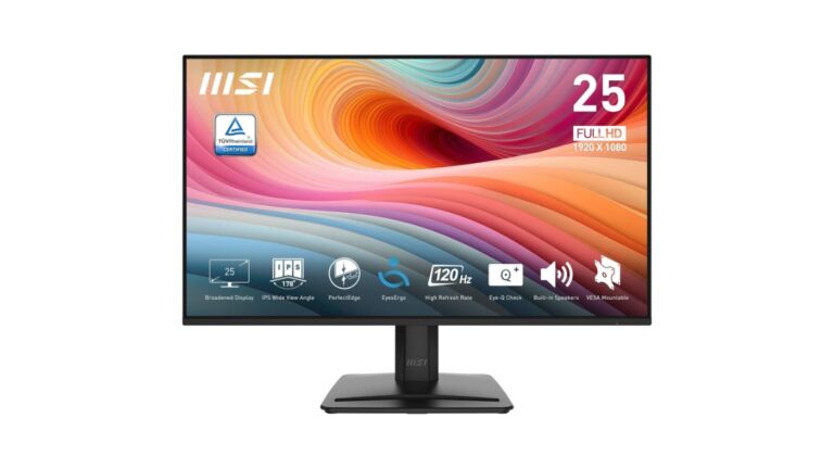 MSI PRO MP251 E2 24.5-inch monitor launched in India at Rs.8,260. 120Hz IPS, 1ms MPRT, 99% sRGB, built-in speakers. Check specs on Amazon.