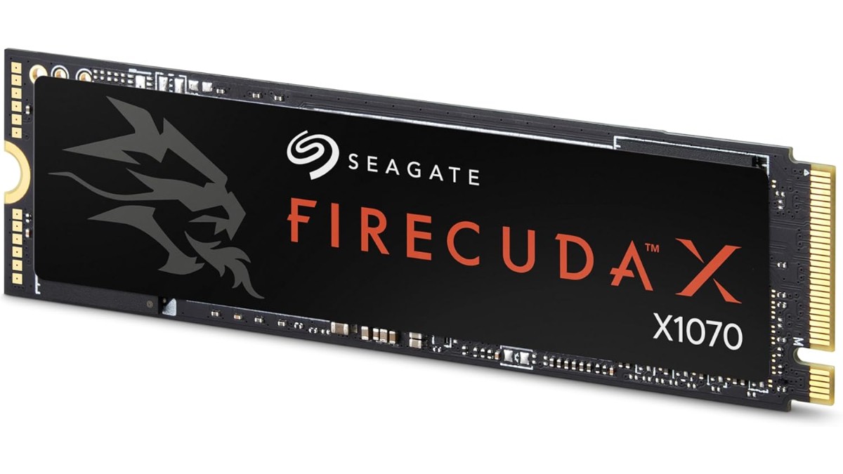 Seagate FireCuda X1070 M.2 NVMe SSD listed in the US starting at $239.99. PCIe Gen4 x4, up to 7200 MB/s read, 3D QLC NAND, 1TB/2TB/4TB. Check price and specs on Amazon.