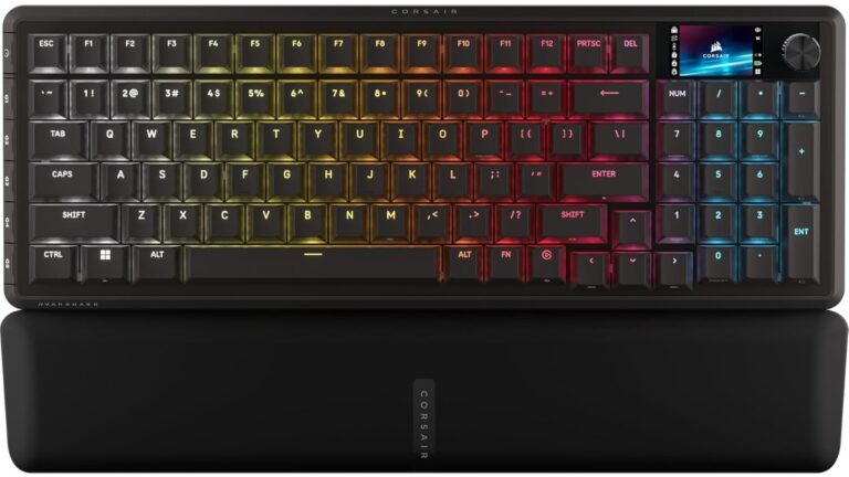 Corsair Vanguard 96 Wireless up for pre-order at $199.99. Hot-swappable MLX switches, 8000Hz wireless hyper-polling, 96% layout, 1.9" LCD, Stream Deck, FlashTap SOCD. Check specs on Amazon.