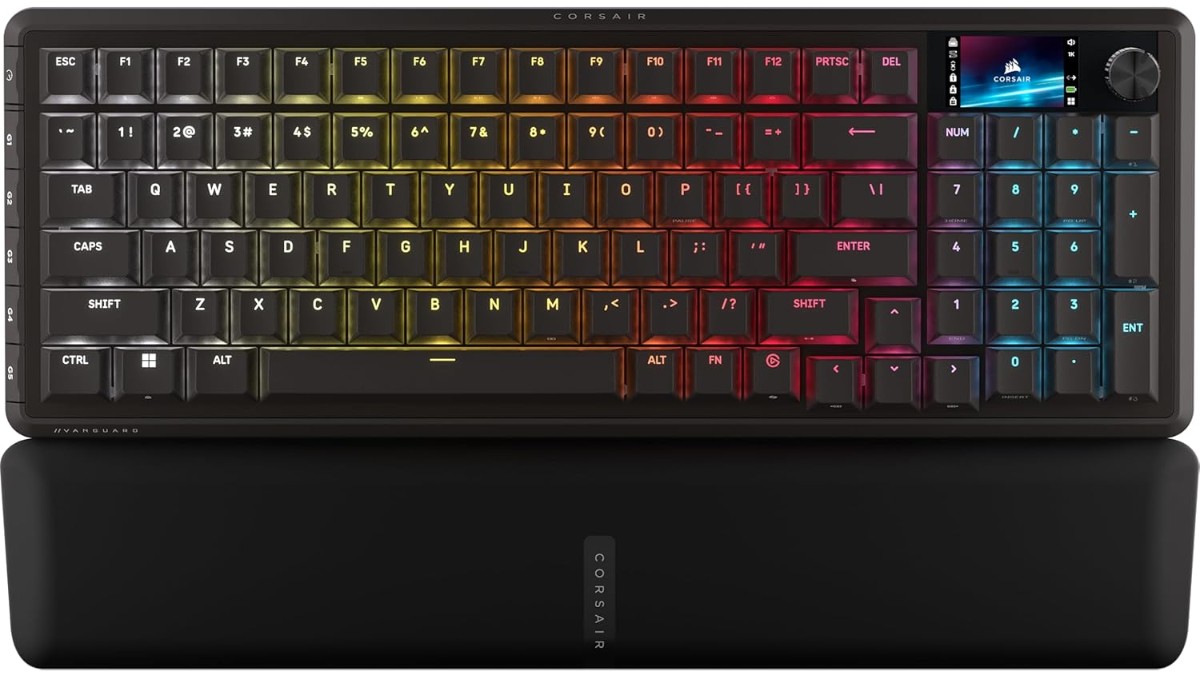 Corsair Vanguard 96 Wireless up for pre-order at $199.99. Hot-swappable MLX switches, 8000Hz wireless hyper-polling, 96% layout, 1.9" LCD, Stream Deck, FlashTap SOCD. Check specs on Amazon.