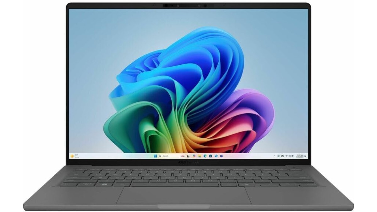 ASUS Zenbook A14 UX3407QA-PS76 at $1,199.99. 14″ OLED WUXGA, Snapdragon X 8-core, 32GB RAM, 1TB SSD, 32-hour battery, 0.98 kg. Check price on Amazon.