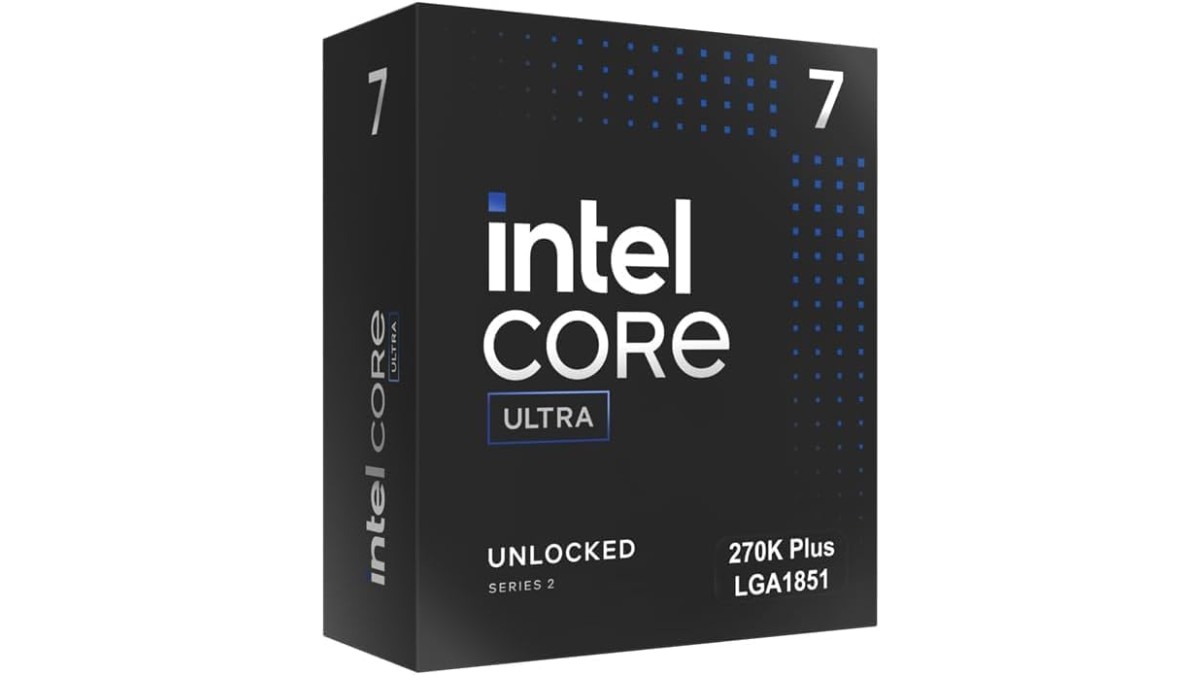 Intel Core Ultra 7 270K Plus at $357.12. 24 cores, 5.5 GHz TBM 3.0, TSMC N3B, 36 TOPS, 4 Xe-core GPU, DDR5-7200, LGA1851. Listed on Amazon US.