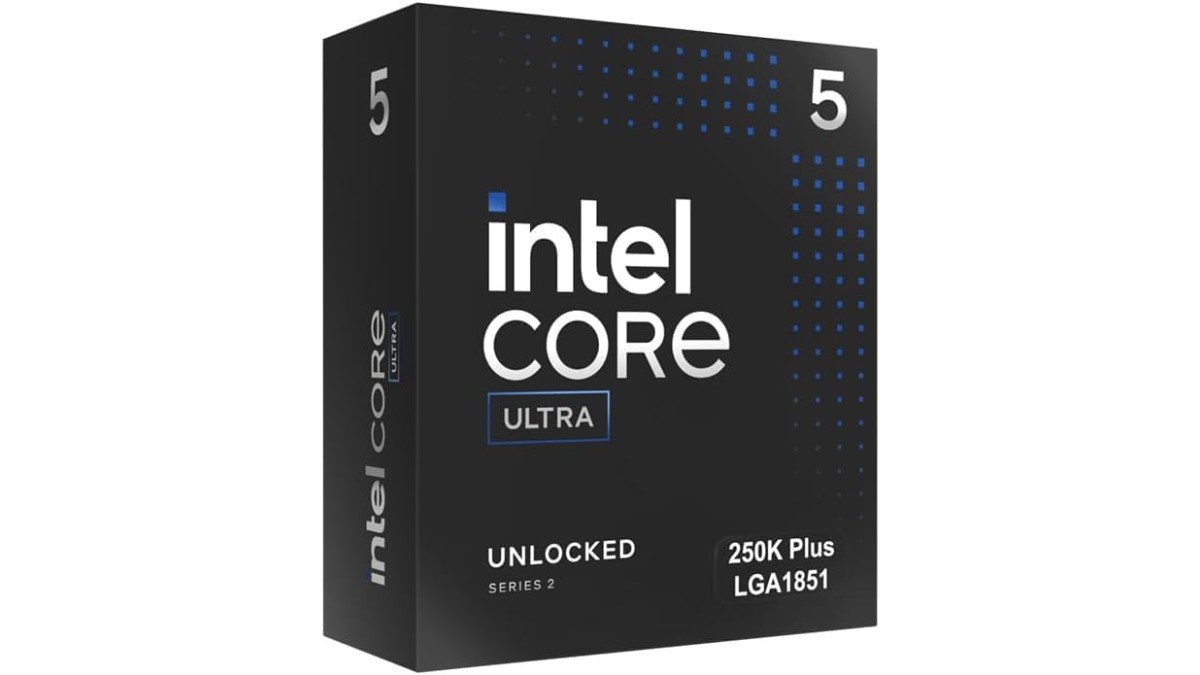 Intel Core Ultra 5 250K Plus at $219.99. 18 cores, 5.3 GHz, TSMC N3B, 30 TOPS, 4 Xe-core GPU, DDR5-7200, ECC, LGA1851. Listed on Amazon US.