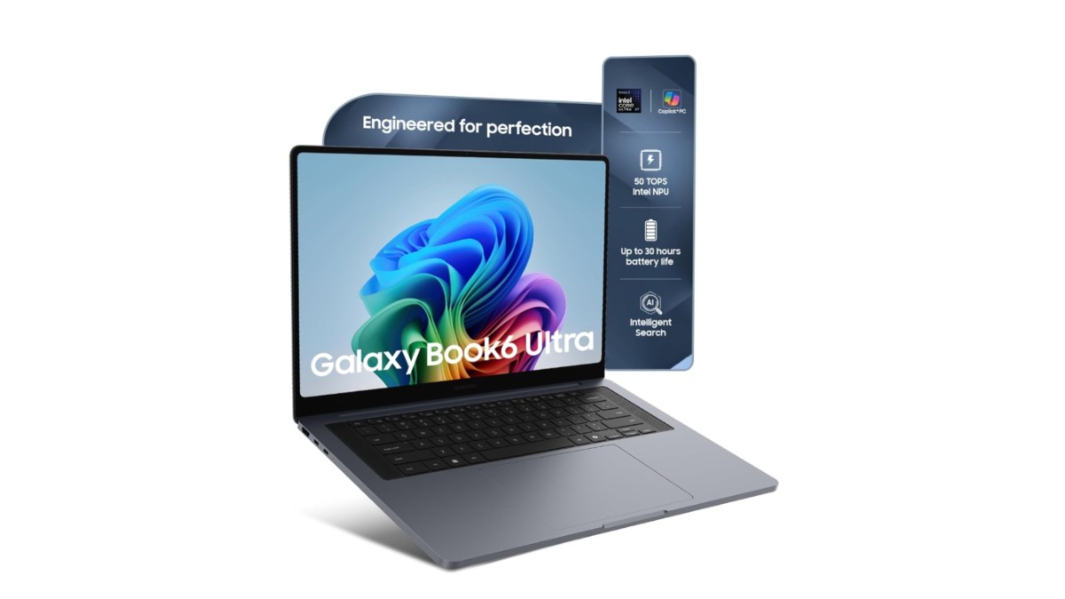 Samsung Galaxy Book6 Ultra 2026 launched in India from Rs 2,42,990. Two models — Intel Arc B390 and RTX 5070 8GB. 16″ AMOLED 2X 120Hz, 32GB RAM, 1TB SSD.