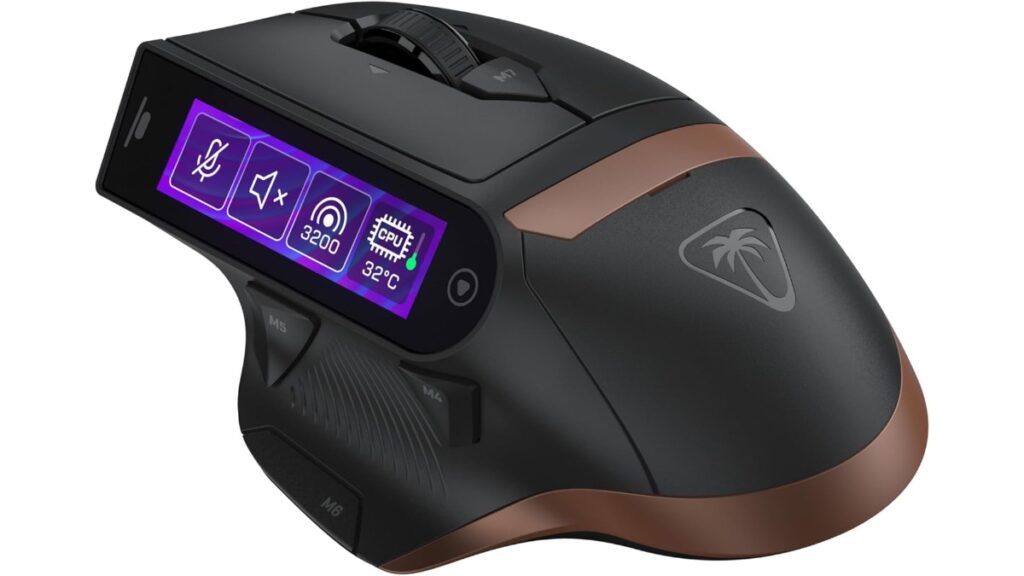 Turtle Beach Command Series MC7 TBM-1106-05 wireless gaming mouse with 2.25-inch touchscreen and charging dock in Black
