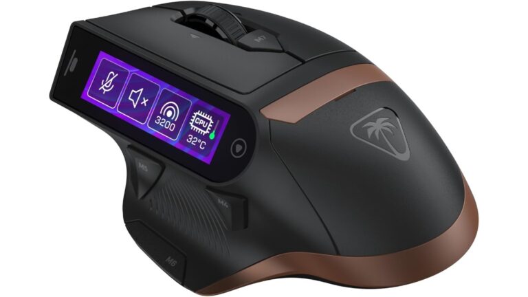 Turtle Beach Command Series MC7 TBM-1106-05 wireless gaming mouse with 2.25-inch touchscreen and charging dock in Black