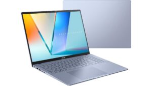 ASUS Vivobook S16 S3607NA-DS76 Copilot+ PC laptop in Mist Blue with Snapdragon X2 Elite and 16-inch WUXGA OLED display