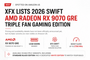 XFX Swift AMD Radeon RX 9070 GRE graphics card with 12GB GDDR6 memory and Triple Fan cooler