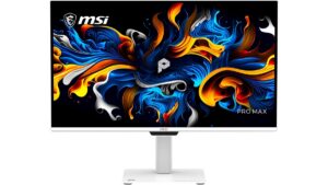 MSI PRO MAX 271UPXW12G white QD-OLED monitor and PRO MAX 271UPX12G black QD-OLED monitor – 27-inch 4K UHD 120Hz professional monitors available on Amazon US.