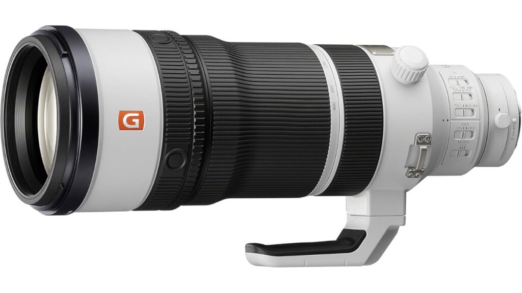 Sony FE 100-400mm F4.5 GM OSS (SEL100400MC) lens on a table – $4,299.99 on Amazon US.