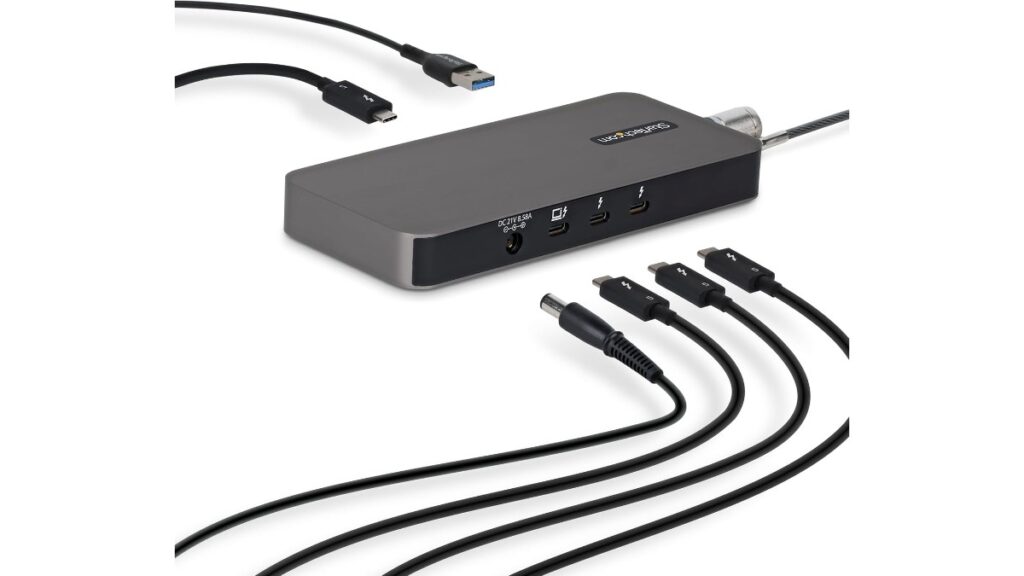StarTech 4-Port Thunderbolt 5 Hub 303NA-TB5-HUB in Space Gray, showing multiple ports and a compact design – available on Amazon US at $315.69
