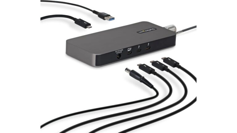 StarTech 4-Port Thunderbolt 5 Hub 303NA-TB5-HUB in Space Gray, showing multiple ports and a compact design – available on Amazon US at $315.69
