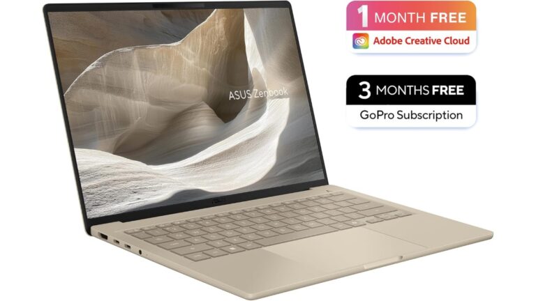 ASUS Zenbook A14 OLED UX3407NA-QD148W CoPilot+ Laptop in Zabriskie Beige – ultra-lightweight at 0.99kg with Snapdragon X2 Elite processor, available on Amazon UK at £1599.99