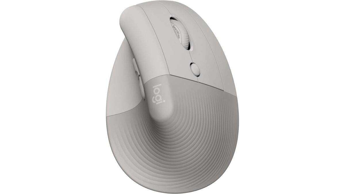 Logitech Lift Vertical Ergonomic Mouse 910-007663 in Sand colour with 57-degree vertical design and Logi Bolt wireless connectivity