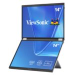 ViewSonic VG1457 dual-screen 14-inch foldable portable monitor with two WUXGA IPS panels open in landscape mode