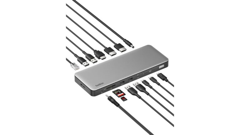 Belkin Connect Thunderbolt™ 4 Dock, 14-in-1 Docking Station 96W w/Triple 4K 60Hz Display Support, 40Gbps Data Transfer, 2.5Gb Ethernet Port, Daisy Chain up to 6 Devices, USB-C Laptop Expansion Hub
