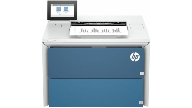 HP LaserJet Enterprise 5502dn monochrome laser printer with 4.3-inch touchscreen and Ethernet connectivity