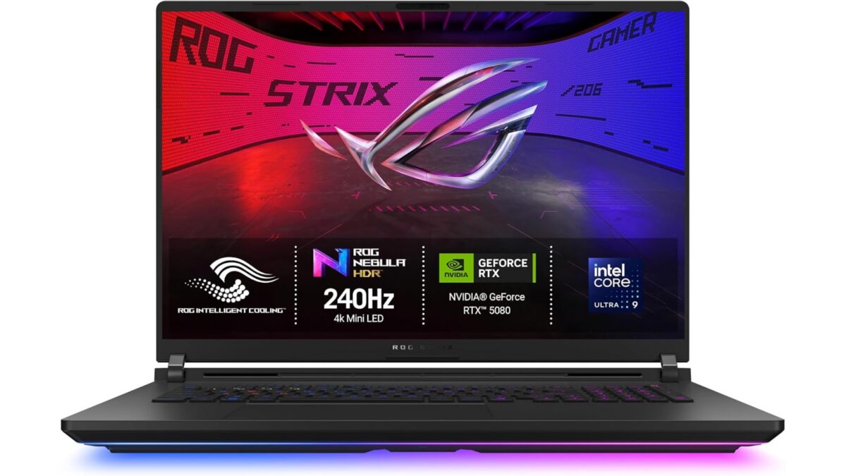 ASUS ROG Strix SCAR 18 G835LXG-TQ564W gaming laptop with RTX 5090 and 18-inch 4K 240Hz Mini LED display