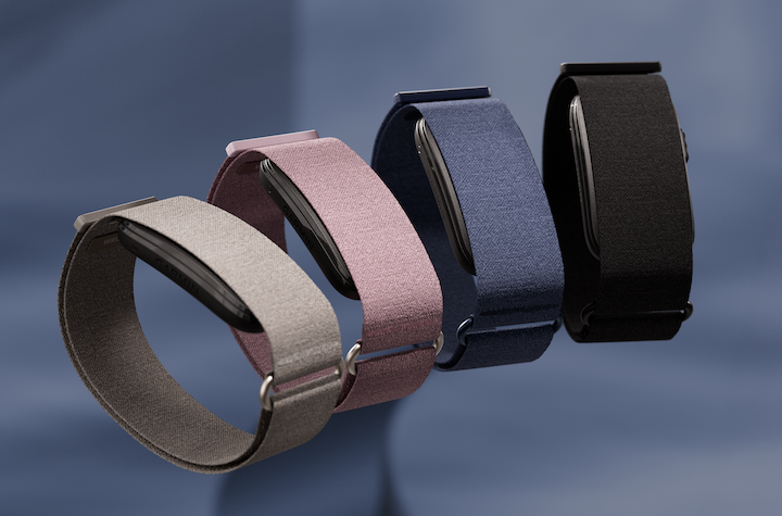 Garmin CIRQA Smart Band screen-free fitness tracker in Citron Gray, Mauve, French Blue and Black fabric bands