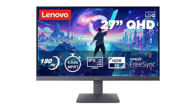 Lenovo LOQ 27Q-10 68F3GACBIN gaming monitor with 27-inch QHD 180Hz IPS display and HDR10 support