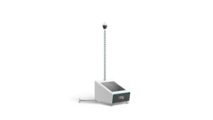 Ring Mobile Security Tower with solar panel kit and 12-foot mast topped by the Ring Elite 360 camera