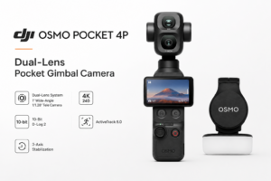 DJI Osmo Pocket 4P Standard Combo launched in India at Rs.84,990. Dual-camera system, 17-stop dynamic range, 4K/240fps, 10-bit D-Log 2, ActiveTrack 8.0.