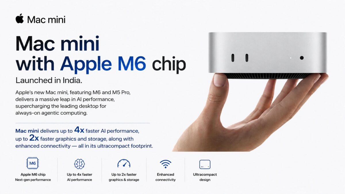 Apple Mac mini 2026 ( MHQK4HN/A / MHQL4HN/A / MHQM4HN/A / MHQN4HN/A ) Launched in India – M6 and M5 Pro Chips, Thunderbolt 5, Wi-Fi 7, Up to 64GB Unified Memory