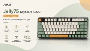 ASUS Jelly75 Keyboard KD201 wireless mechanical keyboard with hot-swappable switches and gasket mount design