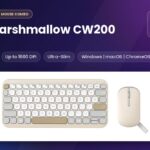 ASUS Marshmallow CW200 wireless keyboard and mouse combo in Oat Milk with 2.4GHz and Bluetooth connectivity