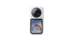 Insta360 X6 360-degree camera in Arctic White with 2.32-inch OLED touchscreen and 8K 50fps 360 video recording