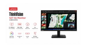 Lenovo ThinkVision S27-4e 64BEKAR1IN 27-inch monitor with FHD IPS panel at 100Hz and 99 percent sRGB colour gamut