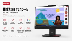 Lenovo ThinkVision T24D-4v 64B7UAR1IN monitor with 120Hz FHD IPS display and 5MP IR RGB camera