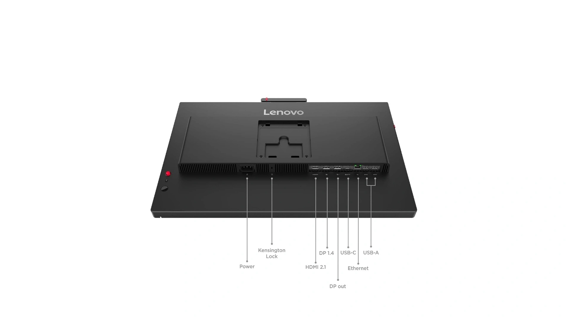 Lenovo ThinkVision T24D-4v (64B7UAR1IN) 23.8-inch Monitor Listed on Amazon India – FHD IPS 120Hz, 5MP IR+RGB Camera, 100W USB-C Docking 8 Lenovo ThinkVision T24D-4v rear ports including HDMI 2.1, DisplayPort 1.4, DP out, USB-C, Ethernet and USB-A