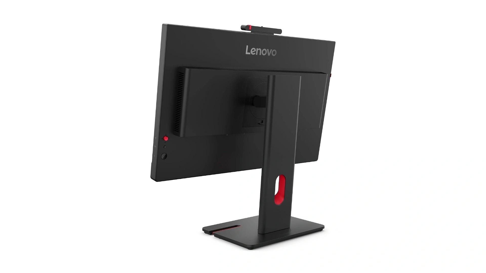 Lenovo ThinkVision T24D-4v (64B7UAR1IN) 23.8-inch Monitor Listed on Amazon India – FHD IPS 120Hz, 5MP IR+RGB Camera, 100W USB-C Docking 7 Lenovo ThinkVision T24D-4v rear view showing the pop-up 5MP IR camera and height adjustable stand