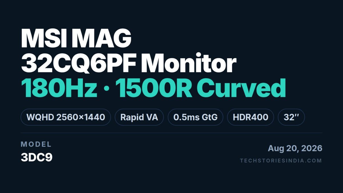 MSI MAG 32CQ6PF (3DC9) 32-inch WQHD curved gaming monitor with 180Hz refresh rate and 1500R curvature