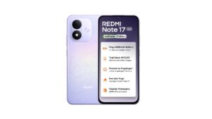 REDMI Note 17 5G smartphone in Starlight Purple with 8000mAh battery and 6.99-inch 120Hz TrueColour AMOLED display