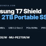 Samsung T7 Shield portable SSD with IP65 water and dust resistance and USB 3.2 Gen 2 speeds up to 1050MB/s