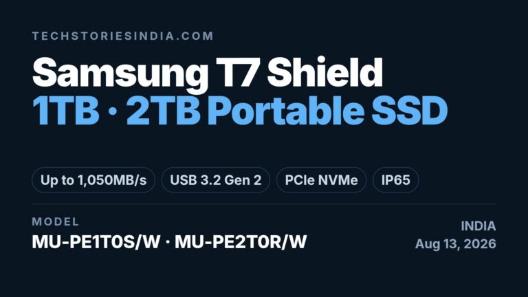 Samsung T7 Shield portable SSD with IP65 water and dust resistance and USB 3.2 Gen 2 speeds up to 1050MB/s