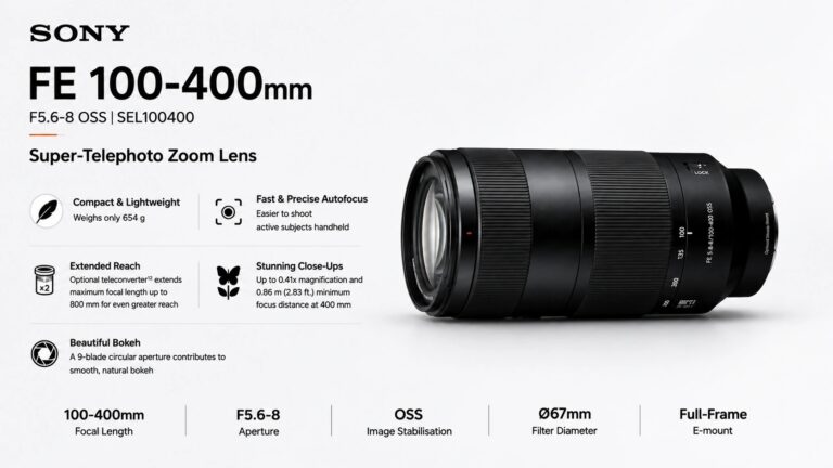 Sony FE 100-400mm F5.6-8 OSS SEL100400B.SYX full-frame super-telephoto zoom lens with Optical SteadyShot and 654g body