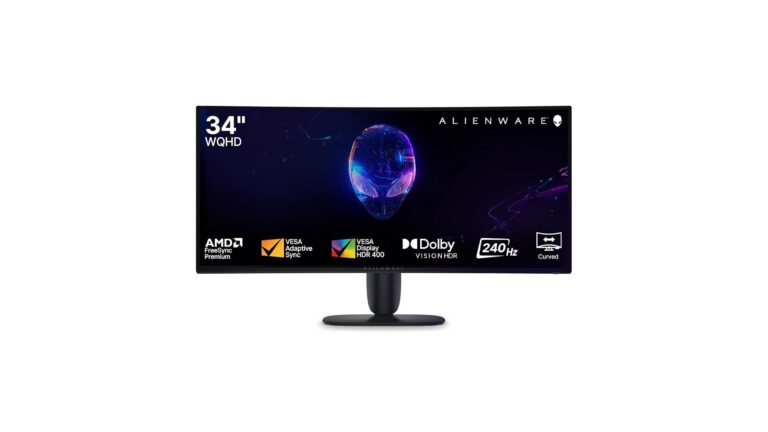 Alienware AW3426DWM 34-inch WQHD curved gaming monitor with 240Hz refresh rate and Dolby Vision HDR