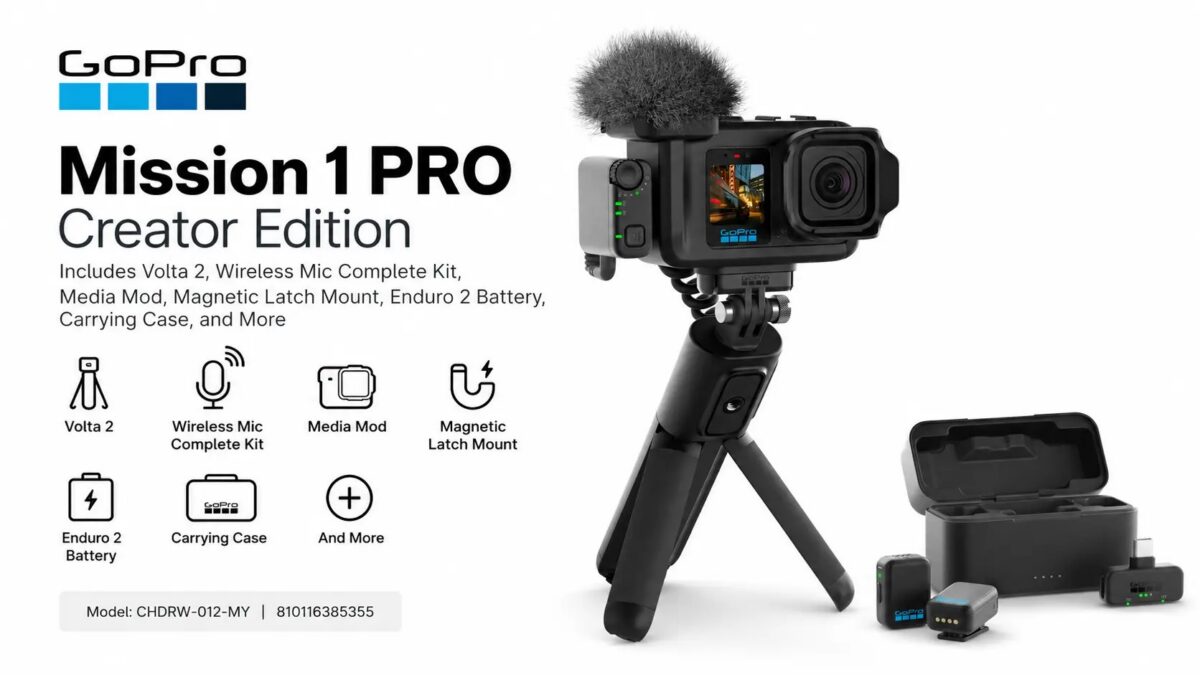 GoPro MISSION 1 PRO Creator Edition (CHDRW-012-MY) Listed on Amazon US – 8K Open Gate, 50MP Photos, Over 9 Hours of 4K30 Recording, 12-Piece Kit