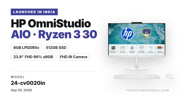 HP OmniStudio All-in-One 24-cv0020in desktop with 23.8-inch FHD display and AMD Ryzen 3 30 processor