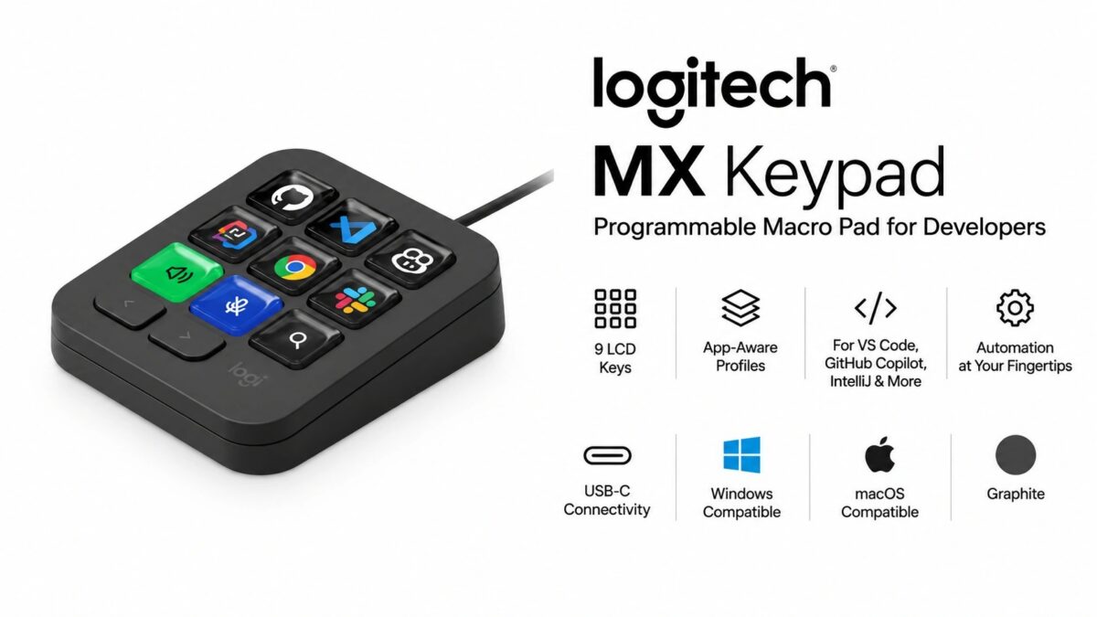 Logitech MX Keypad (920-013889) Programmable Macro Pad Launched in India – 9 Full-Colour LCD Keys, App-Aware Profiles, VS Code and GitHub Copilot Integration