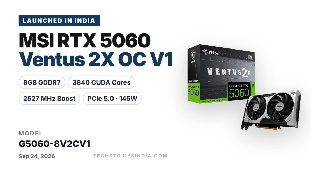 MSI GeForce RTX 5060 8G VENTUS 2X OC V1 G5060-8V2CV1 dual-fan graphics card with 8GB GDDR7 and 3840 CUDA cores