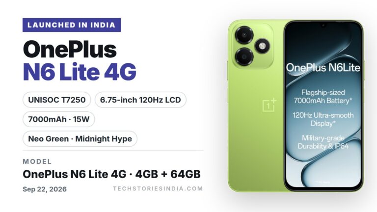 OnePlus N6 Lite 4G smartphone in Neo Green with 7000mAh battery and 6.75-inch 120Hz display