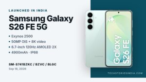 Samsung Galaxy S26 FE 5G smartphone with Exynos 2500 processor and 6.7-inch 120Hz Dynamic AMOLED 2X display