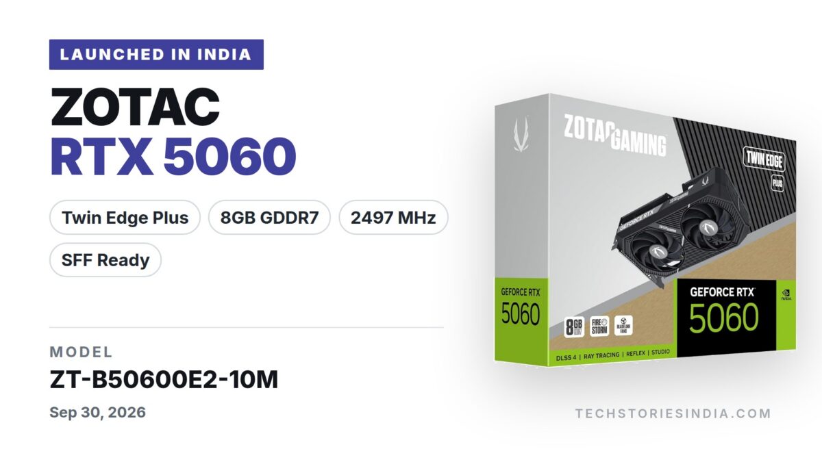 ZOTAC Gaming GeForce RTX 5060 Twin Edge Plus ZT-B50600E2-10M graphics card with 8GB GDDR7 and dual BladeLink fans